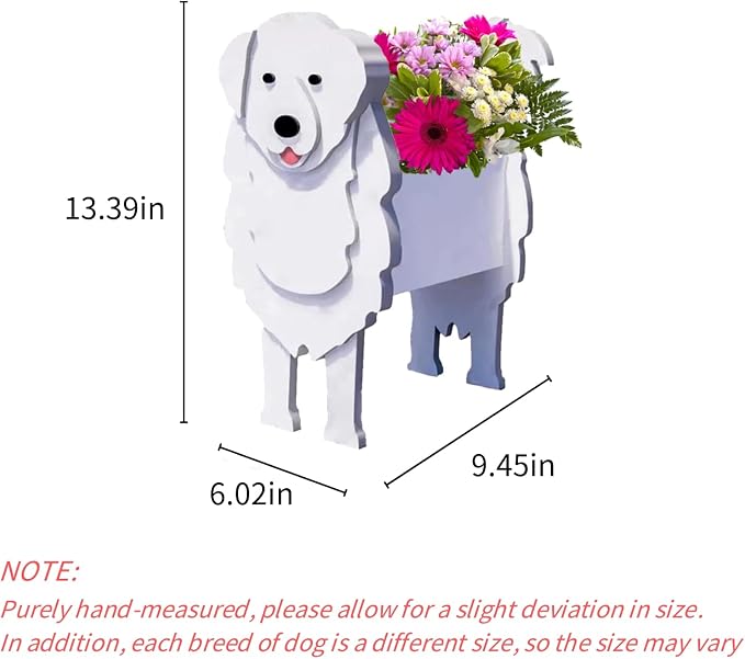 Great Pyrenees Dog Planter Pots, 9.45 x 6.02 x 13.39 Inches | Dog Flower Pot, Cute Animal Shaped Plant Pot, Gifts for Women & Pet Lovers, Indoor Outdoor Garden Home Office Decor