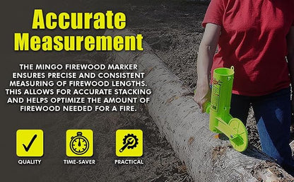THE MINGO Ultimate Firewood Measuring Tool - Chainsaw Fire wood Marking Tool With Marking 14" Wheel - Log Paint Marker -Measuring Accessory For Chainsaw - Logging Accessory