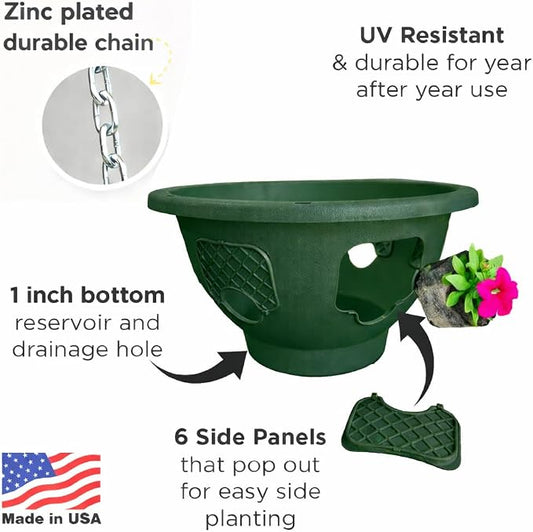 Ultimate Hanging Baskets - Strawberry, Tomato, Flower, and Herb Outdoor Planters - Use Garden Pots for Growing Plants Outside On A Deck, Fence, or Balcony (20, Deep Forest)