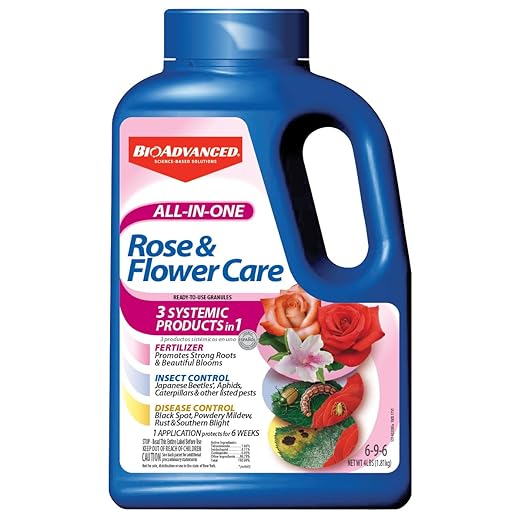 BioAdvanced All-In-One Rose and Flower Care Granules - Fertilizer, Insect Control & Disease Control - Prevents Pests and Diseases - Up to 6 Weeks Protection - Plant Food - 4 lb Bottle