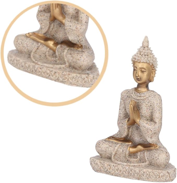 AUNMAS Buddha Statue 3Inch Small Meditation Sitting Carving Figurine Craft Statue for Home Office Desktop Decor Yoga Room Zen Garden Decoration Ornament