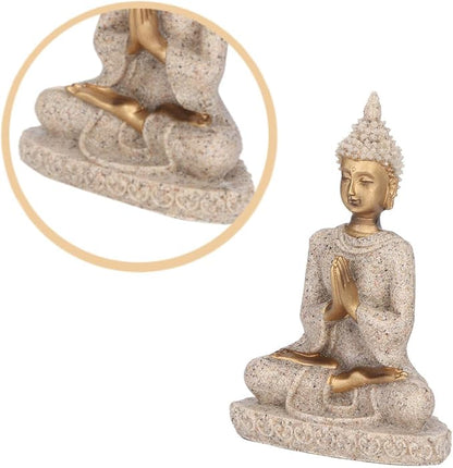 AUNMAS Buddha Statue 3Inch Small Meditation Sitting Carving Figurine Craft Statue for Home Office Desktop Decor Yoga Room Zen Garden Decoration Ornament