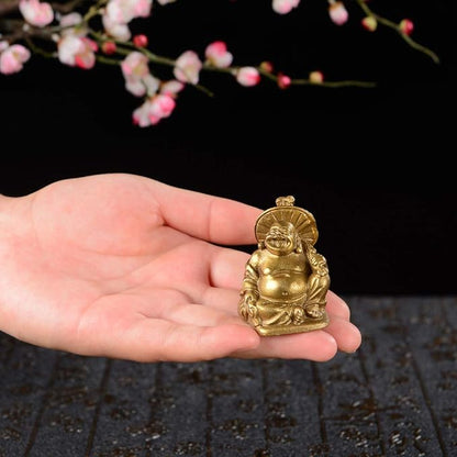 BRABUD Brass Laughing Buddha Figurines Lucky Happy Buddha Statue-2'' Set of 6 Gift