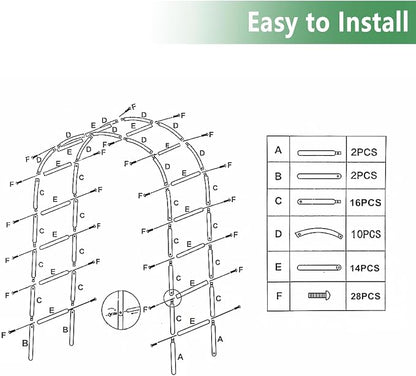 7.9 Ft H x 4.6 Ft W Green Metal Pergola Arbor for Various Climbing Plant Wedding Garden Arch Bridal Party Decoration Wide Arbor