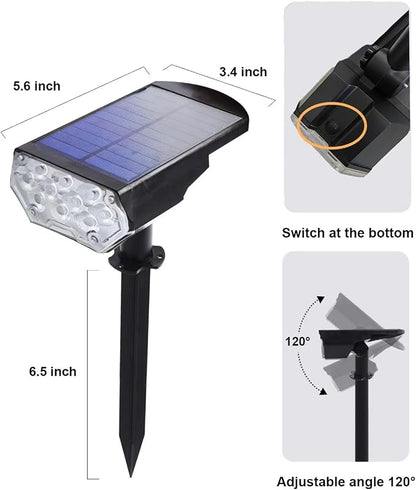 4 Pack Solar Spot Lights Outdoor Waterproof, 20 LEDs Bright Landscape Spotlights Dusk to Dawn, Cool White Adjustable Uplights for Yard Tree House Garden Wall Pathway, IP65