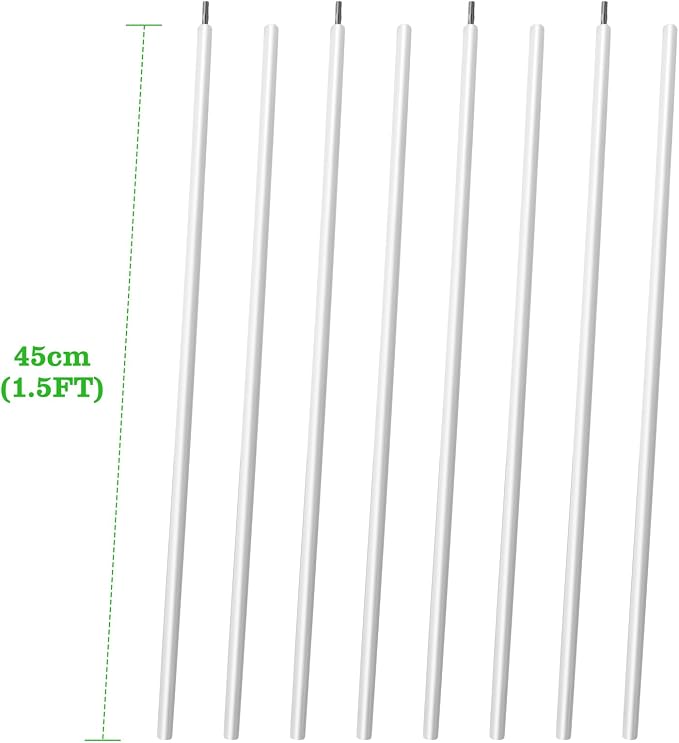 ANLEOLIFE 8-Pack 18 Inch Raised Garden Bed Support Rods, Heavy-Duty Stabilizer Bracing Kit with Connector Studs & Screws for Metal Garden Bed Reinforcement, Antique White