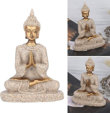 AUNMAS Buddha Statue 3Inch Small Meditation Sitting Carving Figurine Craft Statue for Home Office Desktop Decor Yoga Room Zen Garden Decoration Ornament