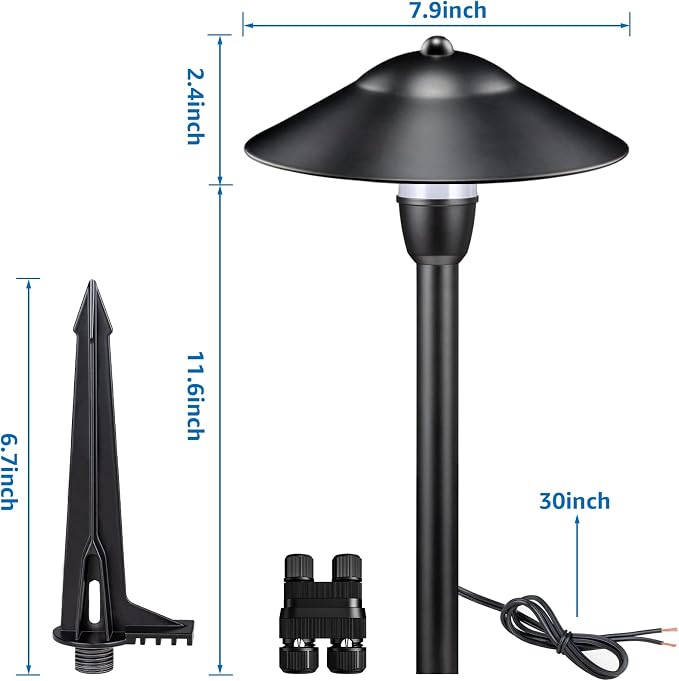 SUNVIE LED Low Voltage Landscape Lights 3W Cast-Aluminum Pathway Lights Low Voltage 12-24V Waterproof Landscape Path Lights 3000K Landscape Lighting for Yard Garden Walkway ETL Listed Cord, 12 Pack