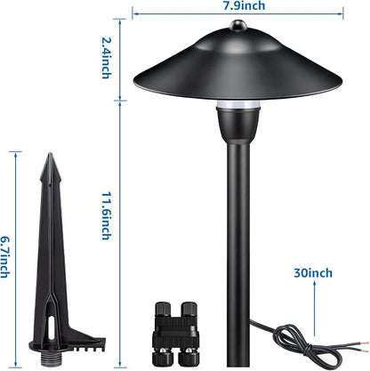 SUNVIE LED Low Voltage Landscape Lights 3W Cast-Aluminum Pathway Lights Low Voltage 12-24V Waterproof Landscape Path Lights 3000K Landscape Lighting for Yard Garden Walkway ETL Listed Cord, 12 Pack