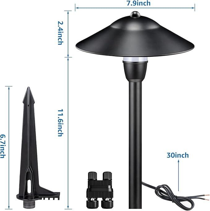 SUNVIE Low Voltage Pathway Lights 12-24V 3W Landscape Lighting, 3000K LED Low Voltage Landscape Lights, IP65 Waterproof Aluminum Path and Area Light for Outdoor Yard Garden Walkway, 2 Pack