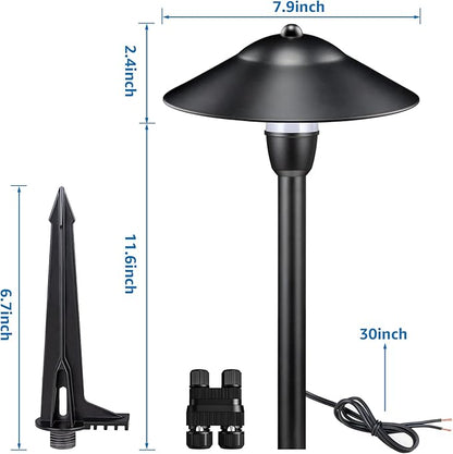 SUNVIE Low Voltage Pathway Lights 12-24V 3W Landscape Lighting, 3000K LED Low Voltage Landscape Lights, IP65 Waterproof Aluminum Path and Area Light for Outdoor Yard Garden Walkway, 2 Pack