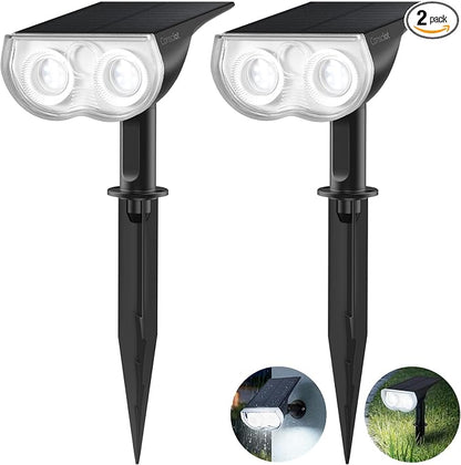 Consciot Solar Lights Outdoor Waterproof IP67, 3 Lighting Modes Solar Spot Lights Outdoor, Auto On/Off, 2-in-1 Solar Landscape Light for Yard Garden Landscape Pathway, Cool White 6500K, 2 Pack
