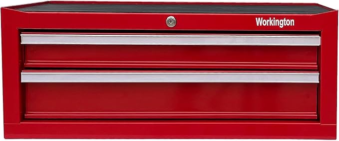 Workington Industrial 2 Drawers Portable Metal Intermediate Box, 26" Middle Tool Chest Cabinet with Ball Bearing Drawer Slides, Steel Tool Storage Box Organizer 4008 Red