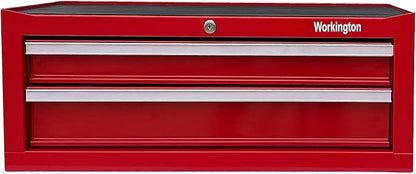 Workington Industrial 2 Drawers Portable Metal Intermediate Box, 26" Middle Tool Chest Cabinet with Ball Bearing Drawer Slides, Steel Tool Storage Box Organizer 4008 Red
