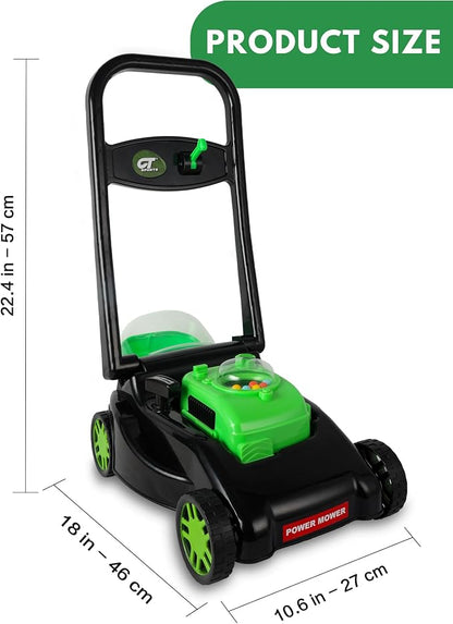 Kids Lawn Mower with Realistic Grass-Cutting Action and Sounds – No Batteries Required | Fun Outdoor Push Toy, Birthday Gift & Holiday Present for 3, 4, 5, 6Year Old Boys and Girls (Black)