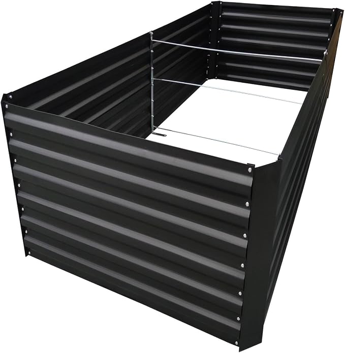 6x3x2FT Black Metal Raised Garden Bed Kit, Galvanized Outdoor Planter Box for Vegetables, Flowers, Herbs, Succulents and More