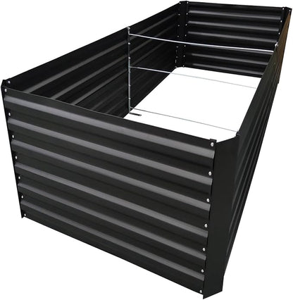 6x3x2FT Black Metal Raised Garden Bed Kit, Galvanized Outdoor Planter Box for Vegetables, Flowers, Herbs, Succulents and More