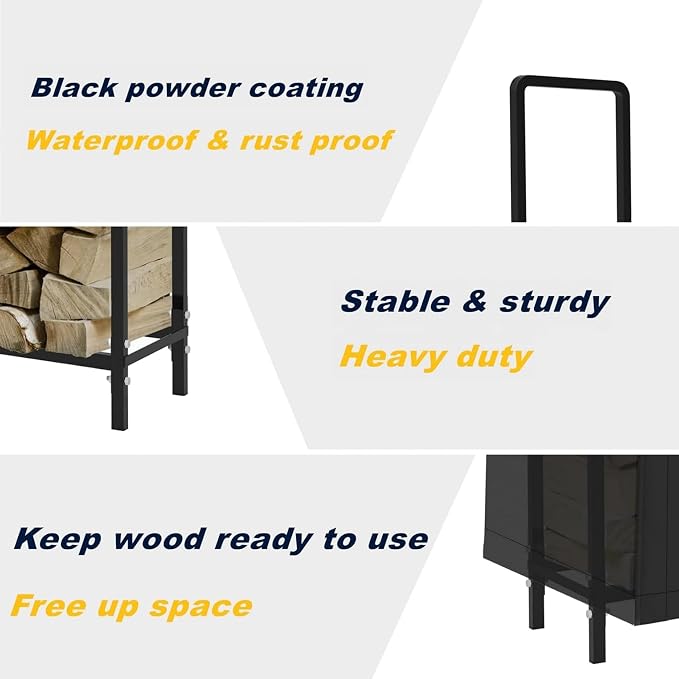 WALMANN 6 ft Firewood Rack with Cover, Heavy Duty Log Rack With Weather Resistant 600D Oxford Fabric Cover, Indoor/Outdoor Wood Holder for Firewood