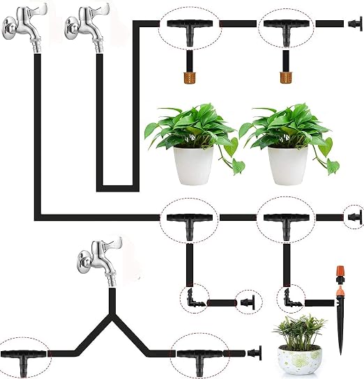 280 Pcs Barbed Connectors Irrigation Fittings Kit,Drip Irrigation Barbed Connectors 1/4''Tubing Fittings Kit for Flower Pot Garden Lawn(Straight Barbs,Single Barbs,Tees,Elbows,End Plug,4-Way Coupling)
