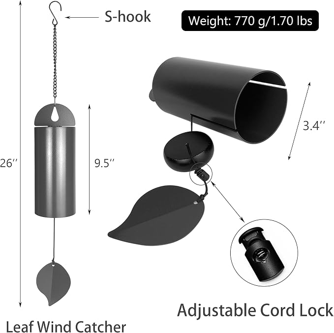 Deep Resonance Serenity Bell, Large Deep Tone Wind Chimes for Outside | Unique Serenity Bell with Deep Resonance, Wind Bells with Mute Mode, Memorial Wind Chime for Outdoors, Single Tube Wind Chime