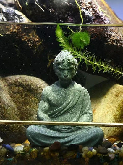 livelyfish Aquarium Sun Wukong Statue Monkey Kings Buddha Statues Zen Sandstone Figurines for Fish Tank Garden Aquarium Decor (A)