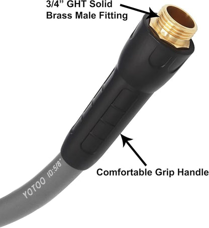 YOTOO Heavy Duty Hybrid Garden Water Hose 5/8-Inch by 25-Feet 150 PSI Kink Resistant, Flexible with Swivel Grip Handle and 3/4" GHT Solid Brass Fittings, Gray