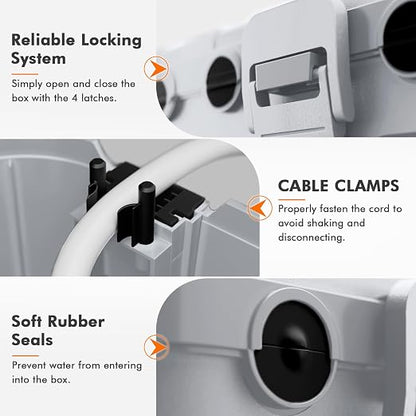 RESTMO 5-Piece Outdoor Waterproof Electrical Box Set – 12.5" x 8.5" x 5" Large & 7.1" x 2.3" x 2.3" Small, Weatherproof Boxes for Power Strip, Outlet, Plug, Socket, Timer, Holiday Light, Light Gray