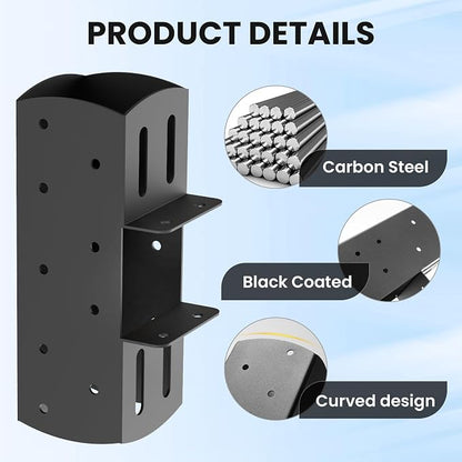 2 Pcs 4"x 4" 3-Way T-Shape Pergola Bracket Kit (Actual:3.6 "x3.6 ) | Woodwork Right Angle Corner DIY Brackets For Gazebos|Carports log|Cabins and Other Outdoor Structures.