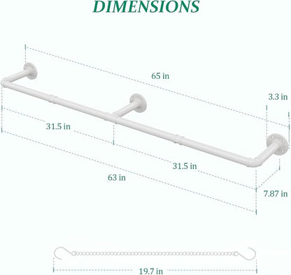 SOFITORG 65.7" Metal Plant Hanging Rod with 6 Chains, Pots Not Included | Wall Plant Hanging Bar, Durable Hanging planter holder for Window Ceiling, Easy Assembly, All Hardware Included, White