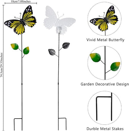 4 Pack Butterfly Decorative Garden Stakes,Metal Colorful Butterfly Garden Decor,Yard Art Spring Decor for Outdoor Porch Lawn Pathway