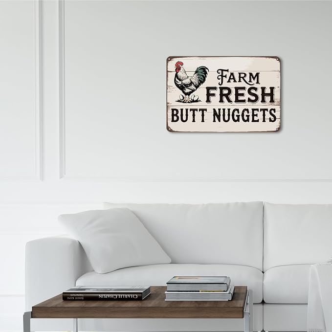mmiishe Chicken Coop Accessories Funny Metal Signs Vintage Chicken Gifts for Farmers Coop Garden Kitchen Fences Gate Retro Wall Art Rustic Decor Birthday Anniversary Decoration Metal Tin Sign