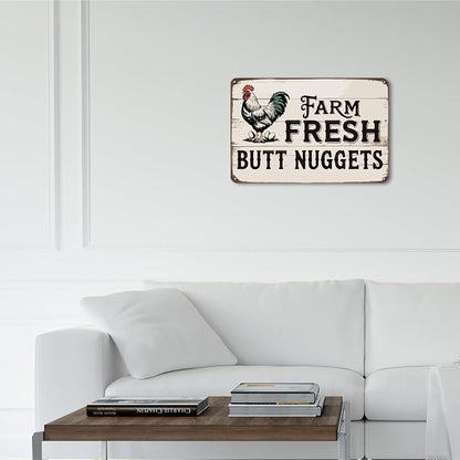 mmiishe Chicken Coop Accessories Funny Metal Signs Vintage Chicken Gifts for Farmers Coop Garden Kitchen Fences Gate Retro Wall Art Rustic Decor Birthday Anniversary Decoration Metal Tin Sign