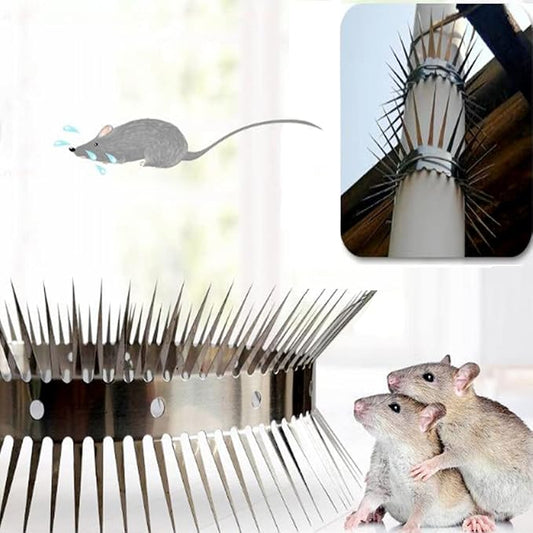 Animal Repeller Defender, Stainless Steel Sharp Blade Spikes Scarer Device,Deterrent Strips Fence for Pipes Acces and Climb (49.2 Feet)
