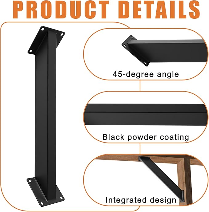 8 Pcs 45 Degree Angle Support Brackets, Heavy Duty Pergola Kit Right Angle Reinforcement Hardware Kit for Wooden Structures, for DIY Pergola Gazebos Tree Houses Patios and Gardens