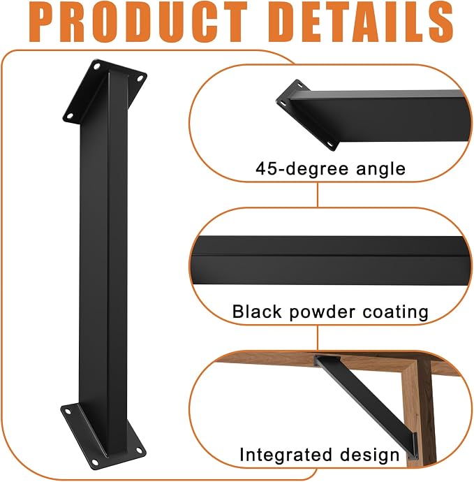 4 Pcs 45 Degree Angle Support Brackets, Heavy Duty Pergola Kit Right Angle Reinforcement Hardware Kit for Wooden Structures, for DIY Pergola Gazebos Tree Houses Patios and Gardens