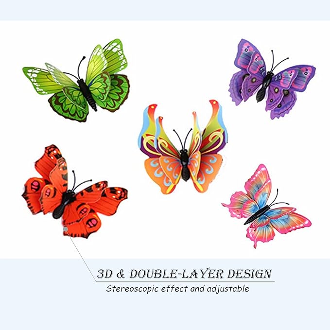OPSEAM Butterfly Wall Décor 72 PCS, 3D Butterflies Stickers for Party Decorations with Magnets(Colorful, 72)