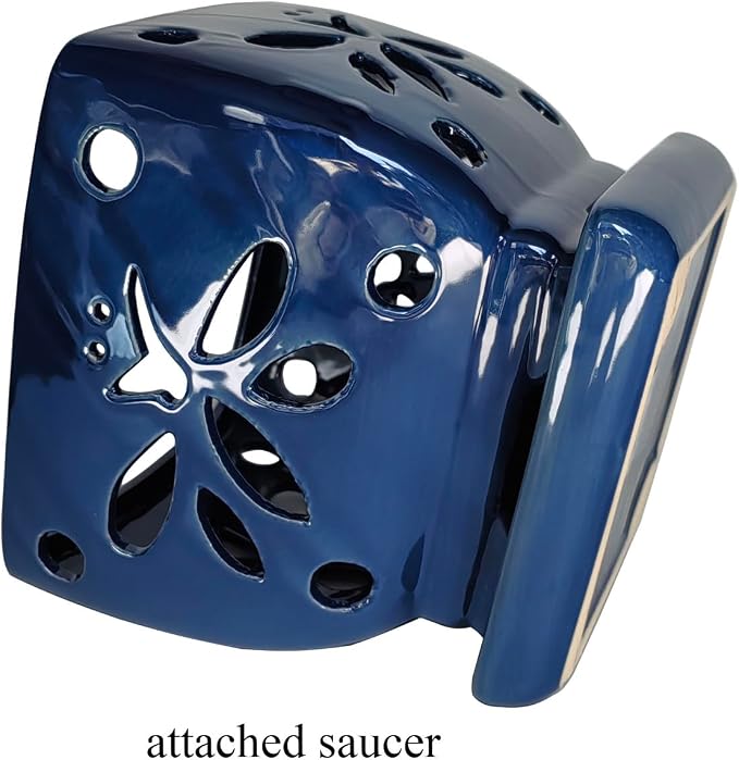 Orchid Pots with Holes Square Ceramic Orchid Planter Pots 5.7 inch (Blue)