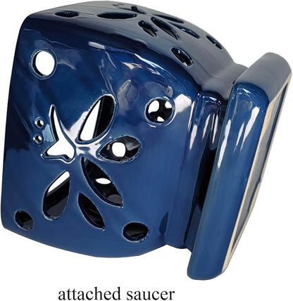 Orchid Pots with Holes Square Ceramic Orchid Planter Pots 5.7 inch (Blue)
