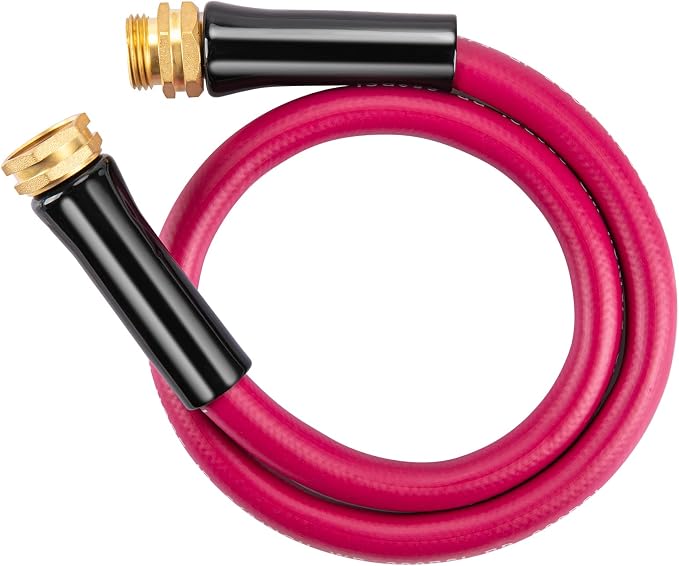 WELLUCK Short Garden Hose 3ft Heavy Duty Durable Anti Kink Flexible 5/8 in Water Leader Hose for Drinking Water Safe BPA Free, All-weather Lightweight Water Hose for Garden RV Camper Marine