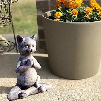 Yoga Cat Meditating Cat Statue Buddha Zen Figurine Art Statue Sculptures Ornament, Resin Meditation Decorative Sculpture Decoration for Indoor Outdoor Home Patio Yard Lawn Garden Decor