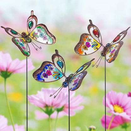 3 Pack Butterfly Decorative Garden Stakes,Outdoor Decorations Metal Yard Art Garden Stakes for Patio Yard Porch Decor