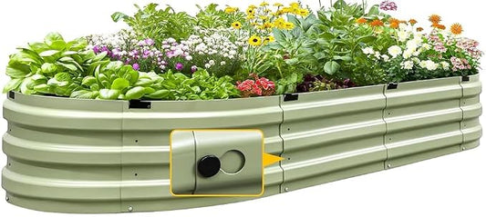 KING BIRD Raised Garden Bed Galvanized Planter Garden Box Outdoor for Gardening, Vegetables, Flowers, 75% Fewer Screws, Faster Assembly, Olive Green, 74x35x12 in