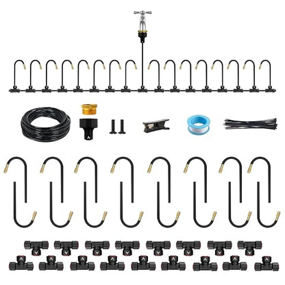 A ANLEOLIFE 50FT Drip Irrigation Kit for Patio, Potted Plants, 360° Bendable Copper Nozzles, Quick-Connect 1/4" Tubing for Container Gardens, Micro Drip with Adjustable Water Flow (Timer Not Included)