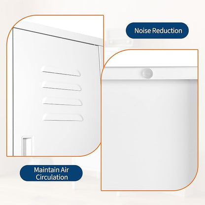 Lockable Metal Locker Cabinet, 39''h Metal Storage Cabinet with Lock, Adjustable Shelf & Ventilation, Steel Locker for Gym, School, Office, Home, Garage White