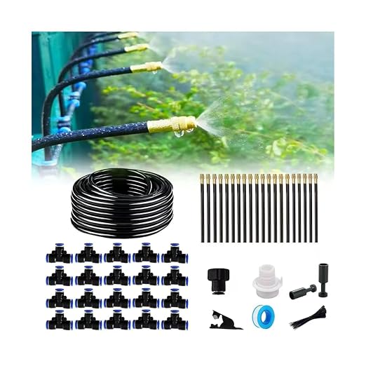 New drip Irrigation kit, Automatic Garden Watering System, Quick Connector and 360-degree Bending Dropper atomizing Copper Nozzle, Garden Plant Lawn Courtyard Watering System. (82FT)