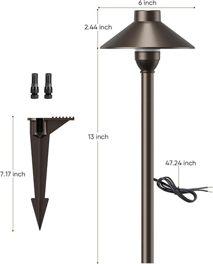 PARTPHONER Low Voltage Landscape Lighting 1-Pack, Aluminum 12V Pathway Light with G4 Bulb, Waterproof Oil Rubbed Bronze Color Wired Path Light with Connectors for Walkway Yard Garden