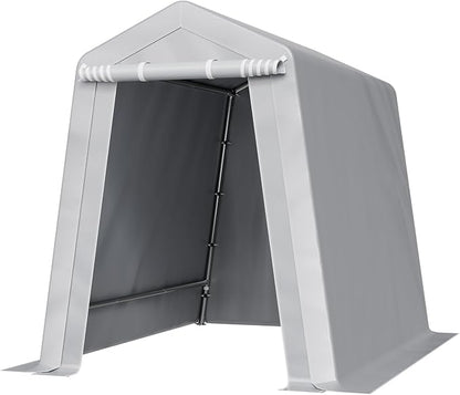 VEVOR 6x8x7 FT Heavy-Duty Portable Outdoor Storage Shed Tent, Waterproof Carport Garage Shelter with Roll-Up Zipper Door & Vents, UV-Resistant Canopy for Motorcycle, Bike, Lawn Mower, Tools, Gray