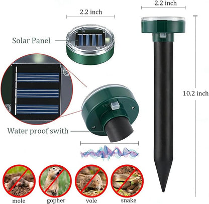 Mole Repellent 10 Pack Squirrel Repellent Solar Powered Sanke Gopher Deer Repellent Chaser Mole Deterrent Sonic Spikes Repellent Ultrasonic Pest Control Outdoor Keep Moles Out of Yard Lawn