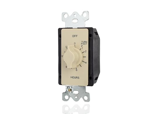 NSI A512H Tork Spring-Wound in-Wall Twist Timer with 12-Hour Length and Ivory Faceplate for Automatic Shutoff of Fans or Light