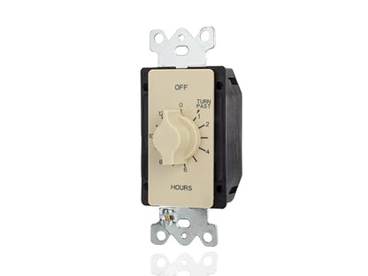 NSI A512H Tork Spring-Wound in-Wall Twist Timer with 12-Hour Length and Ivory Faceplate for Automatic Shutoff of Fans or Light